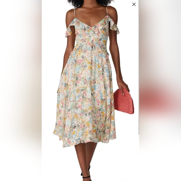 RACHEL Rachel Roy Floral Ruffle Chiffon Midi Dress - Picture 6 of 9